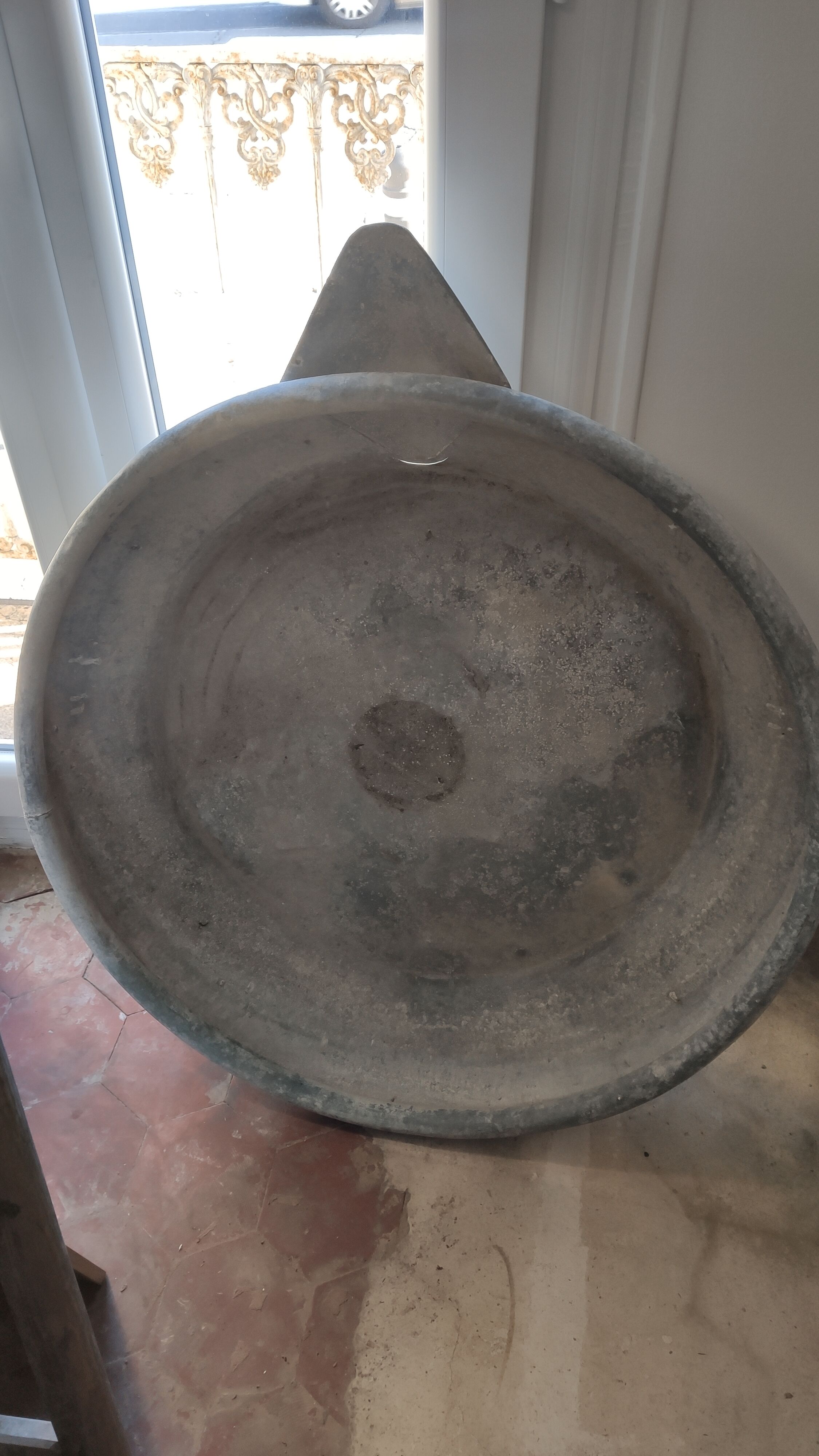 Large old zinc bathtub tank