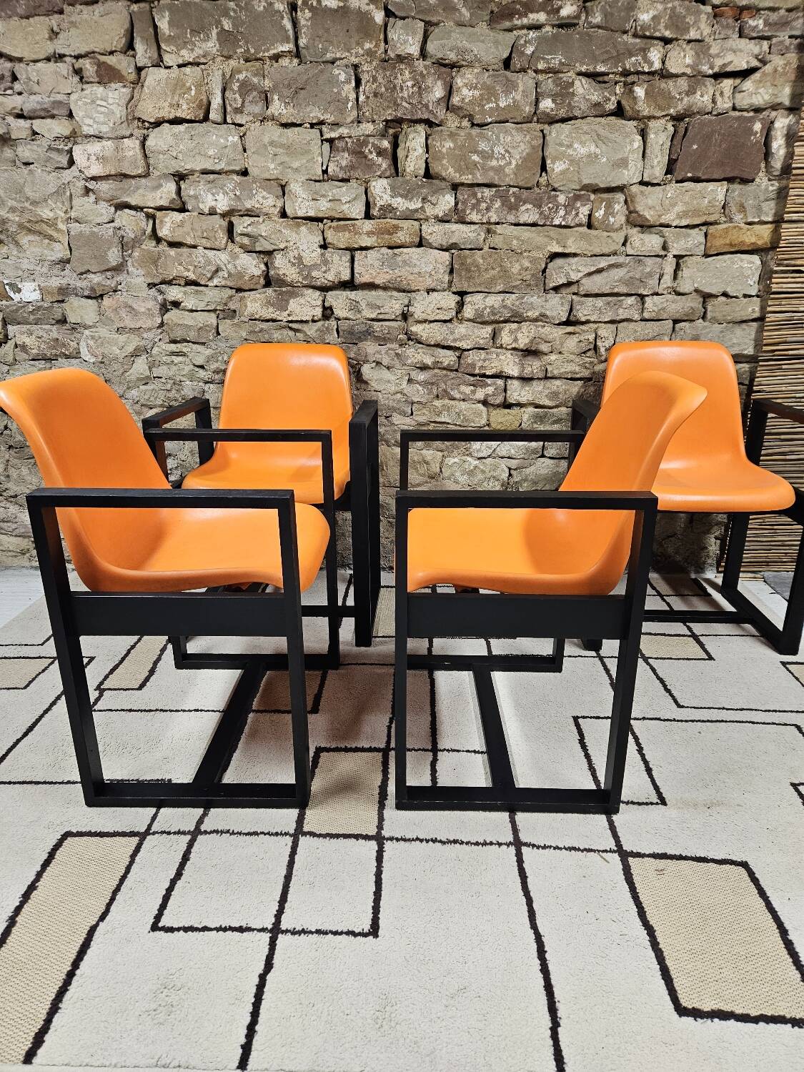 Set of 4 1970s Space Age armchairs