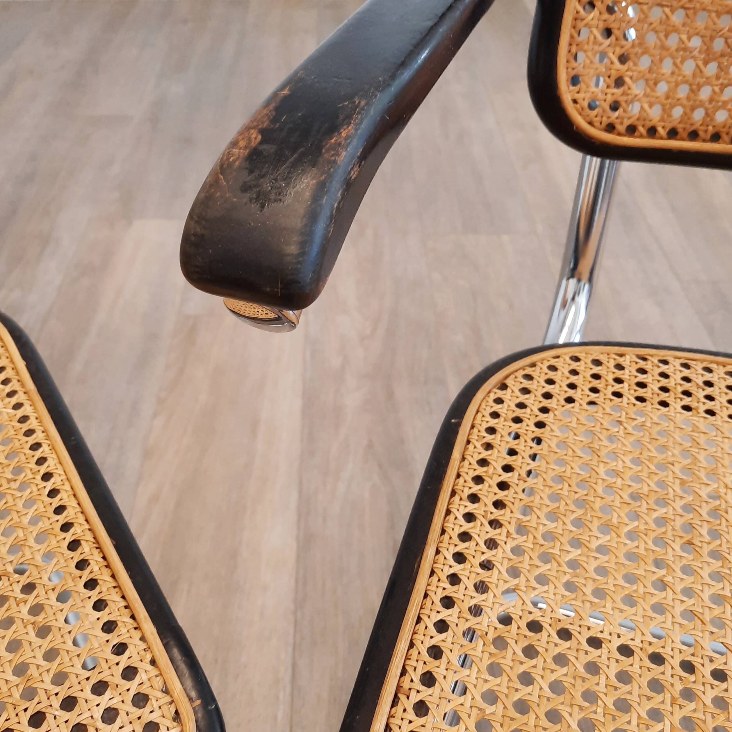 Set of 6 black S32 / S64 chairs by Marcel Breuer for Thonet, 1977