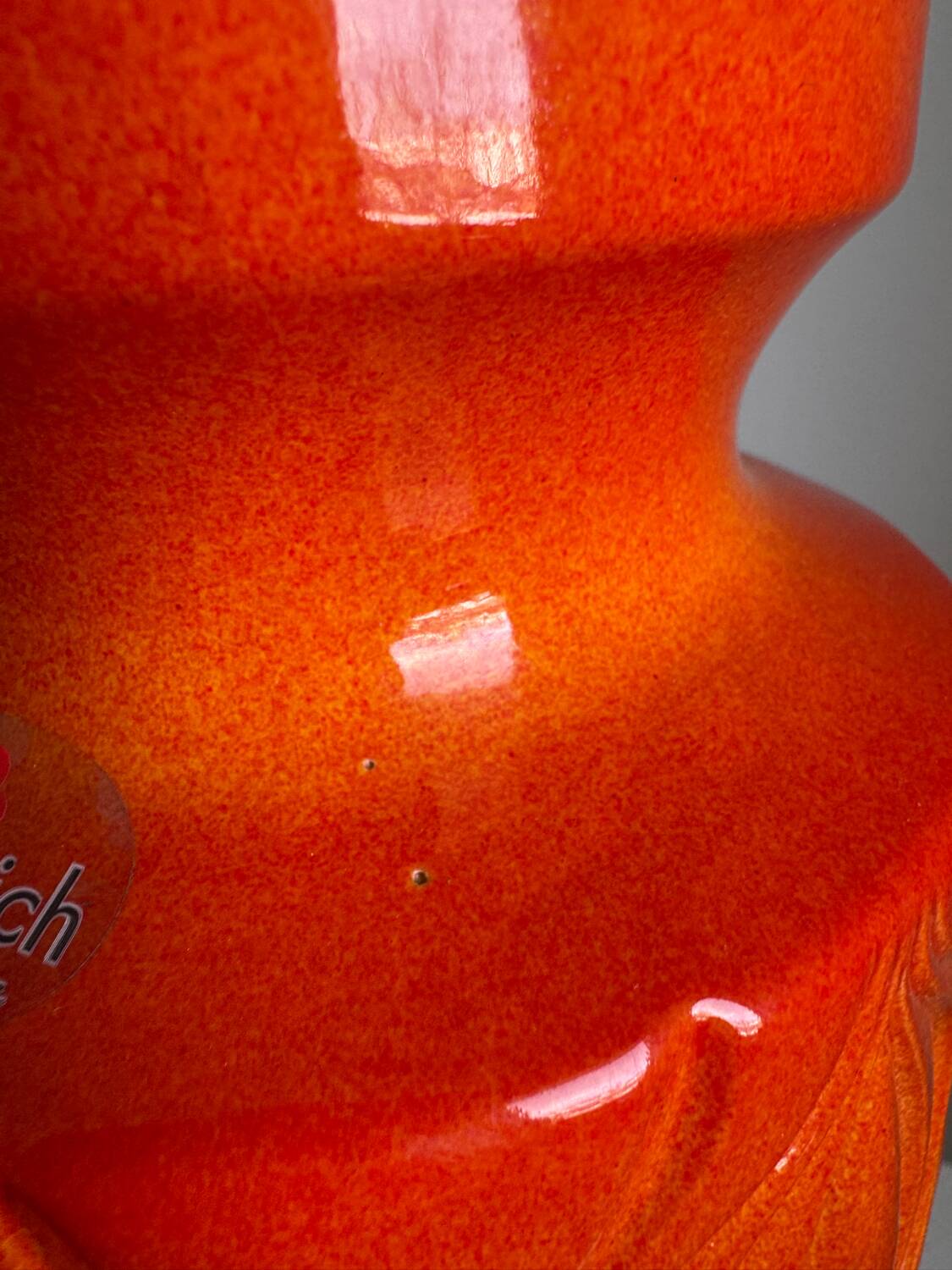 Scheurich Keramik Large Orange Vase: Vintage Mid Century Modern Fat La
