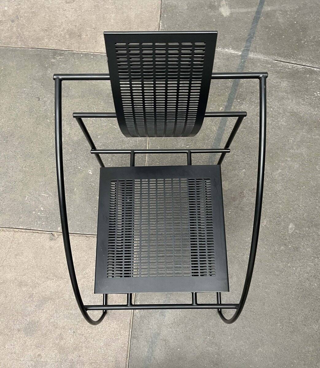 Postmodern black Quinta chair in perforated metal by Mario Botta for Alias, 1980s.
