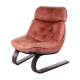 Fauteuil brésilien vintage avec coussin d’assise en cuir de couleur Cognac, années 70