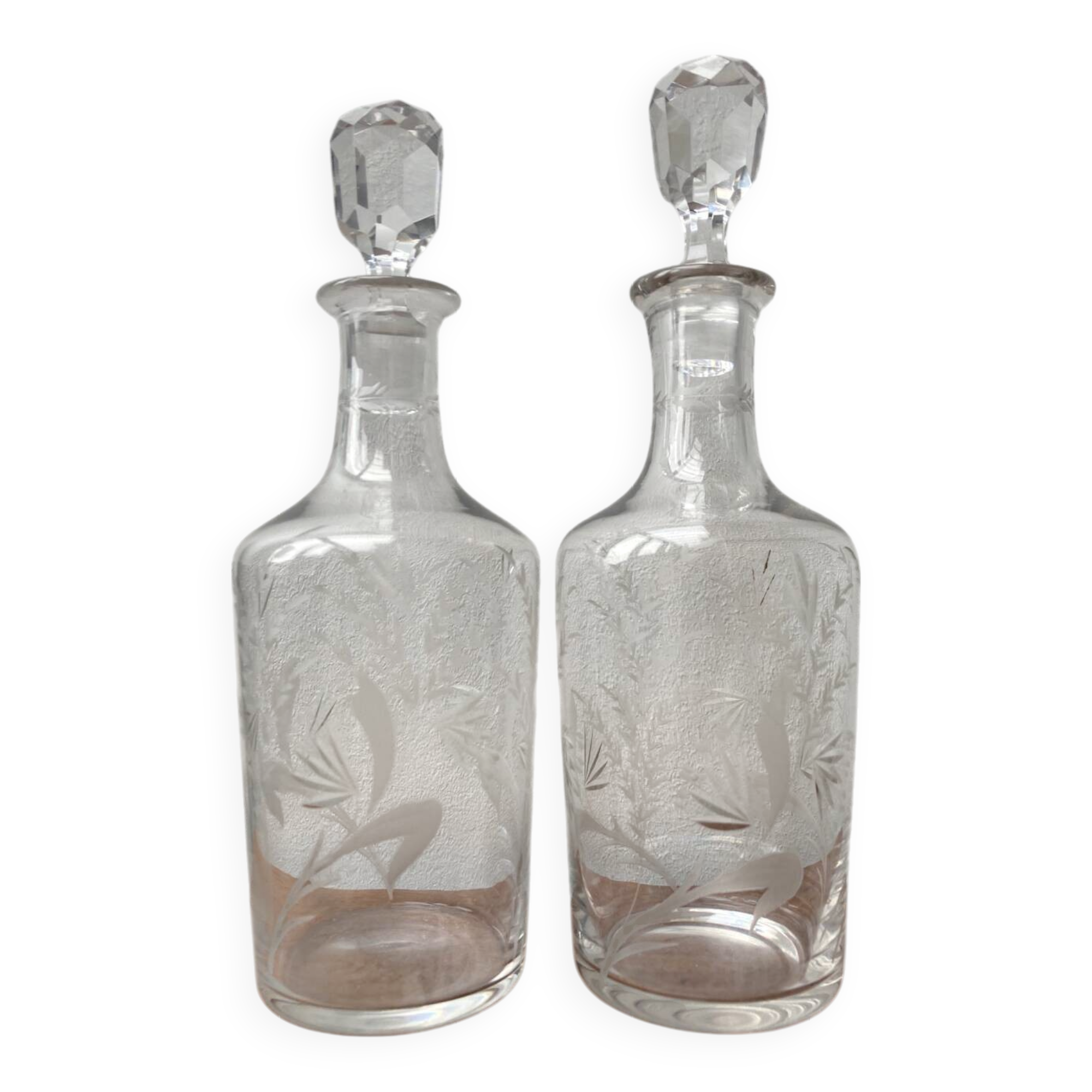 Paire de carafes gravées Napoleon III