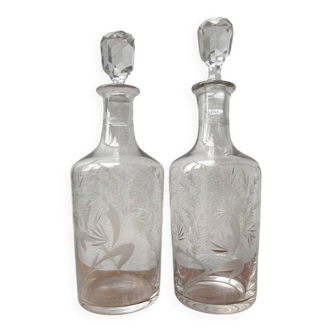 Pair of Napoleon III engraved decanters