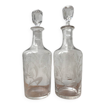 Paire de carafes gravées Napoleon III