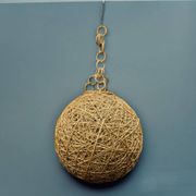 Suspension boule vintage en corde et rotin - 36 cm