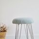 Antique metal and blue velvet stool, 1960s