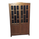 Parisian glass-fronted cabinet, Art Deco vintage bookshelf, solid oak furniture.