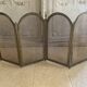 Vintage brass fireplace screen, folding spark guard with 4 panels,