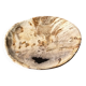 Petit vide poche ou plat en bois pétrifié beige tache noire D20x17 -3316