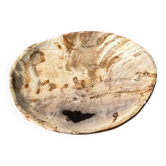 Petit vide poche ou plat en bois pétrifié beige tache noire D20x17 -3316