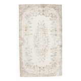Tapis turc vintage 291 x 172 cm, rose pastel, vert et marron