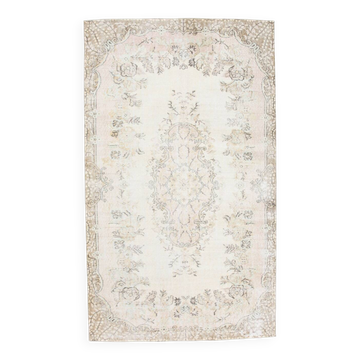 291x172 Vintage Turkish Rug, Pastel Pink Green Brown Rug, Turkish Carpet