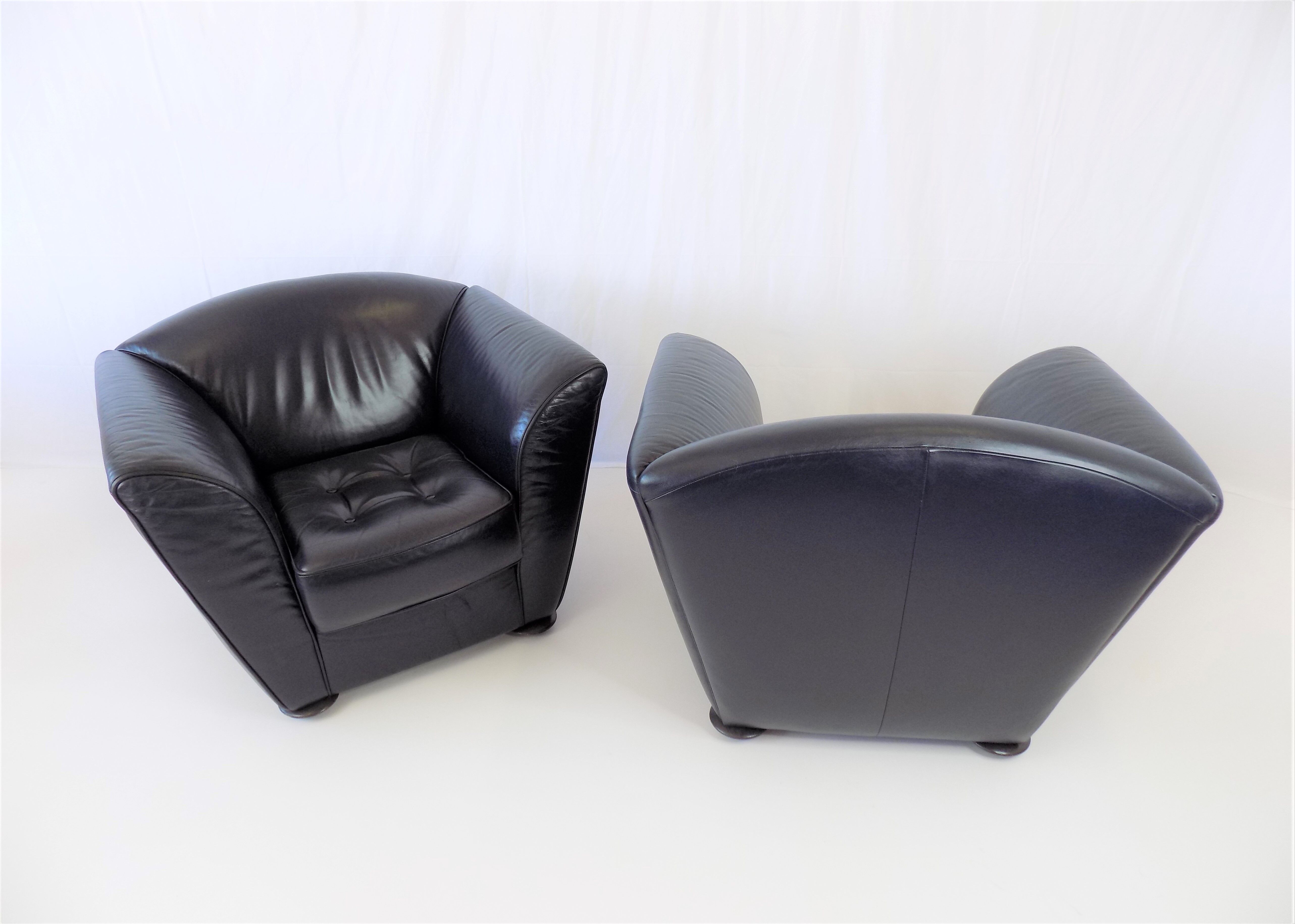 Cor zelda set of 2 leather armchairs by peter maly