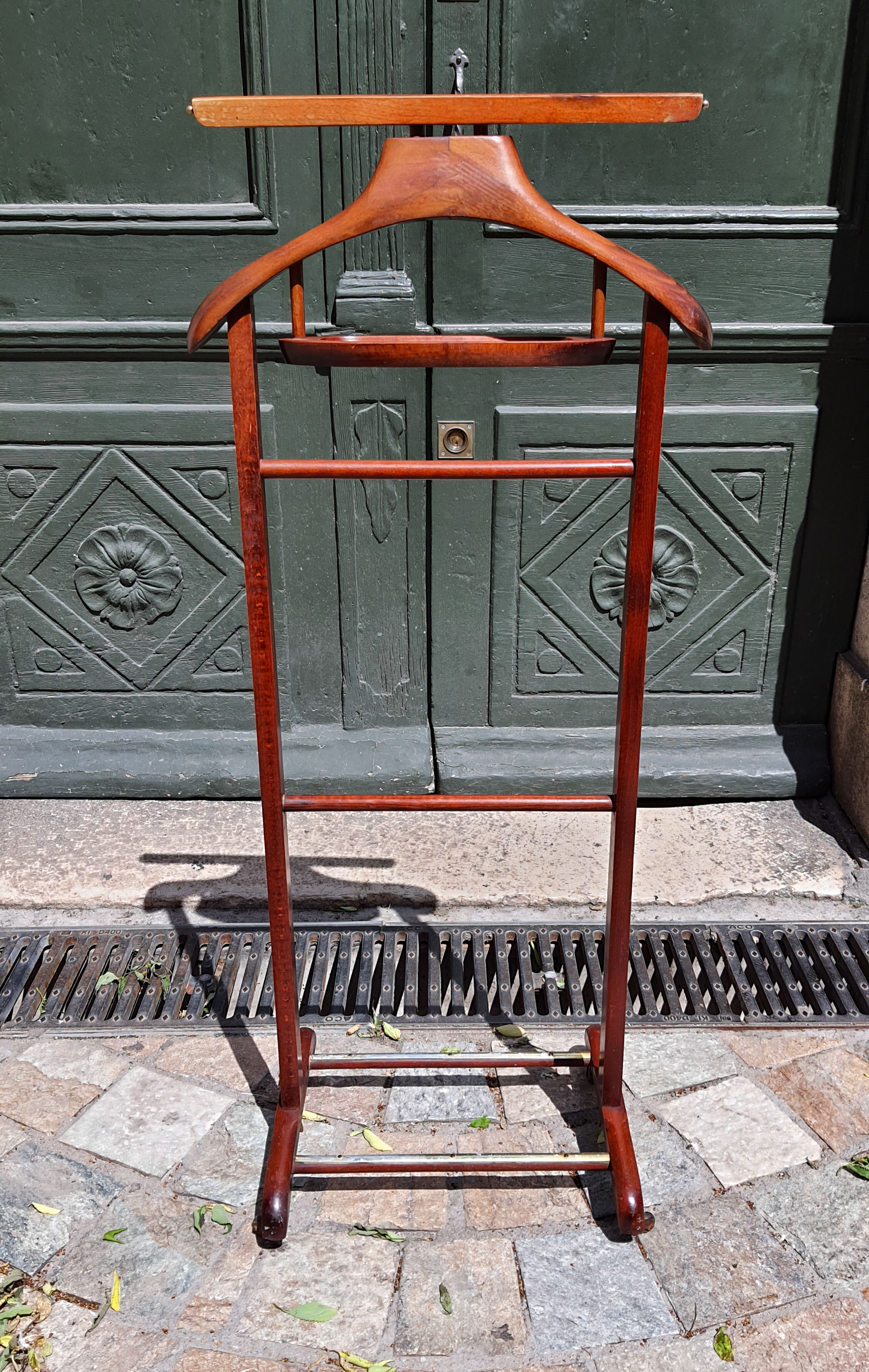 Wooden night valet and brass wheels
