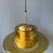 Suspension Space Age Dijkstra in smoked yellow glass, Mid-Century