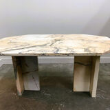 Blush pink octagonal Italian marble dining table 1970s - Italian stone dining table