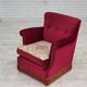 1970s, Danish armchair, furniture velour, ash wood legs.