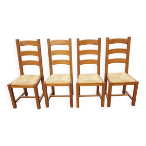 4 chaises paille chêne