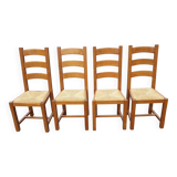 4 solid oak straw chairs