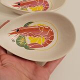 6 vintage aperitif cups shrimp décor