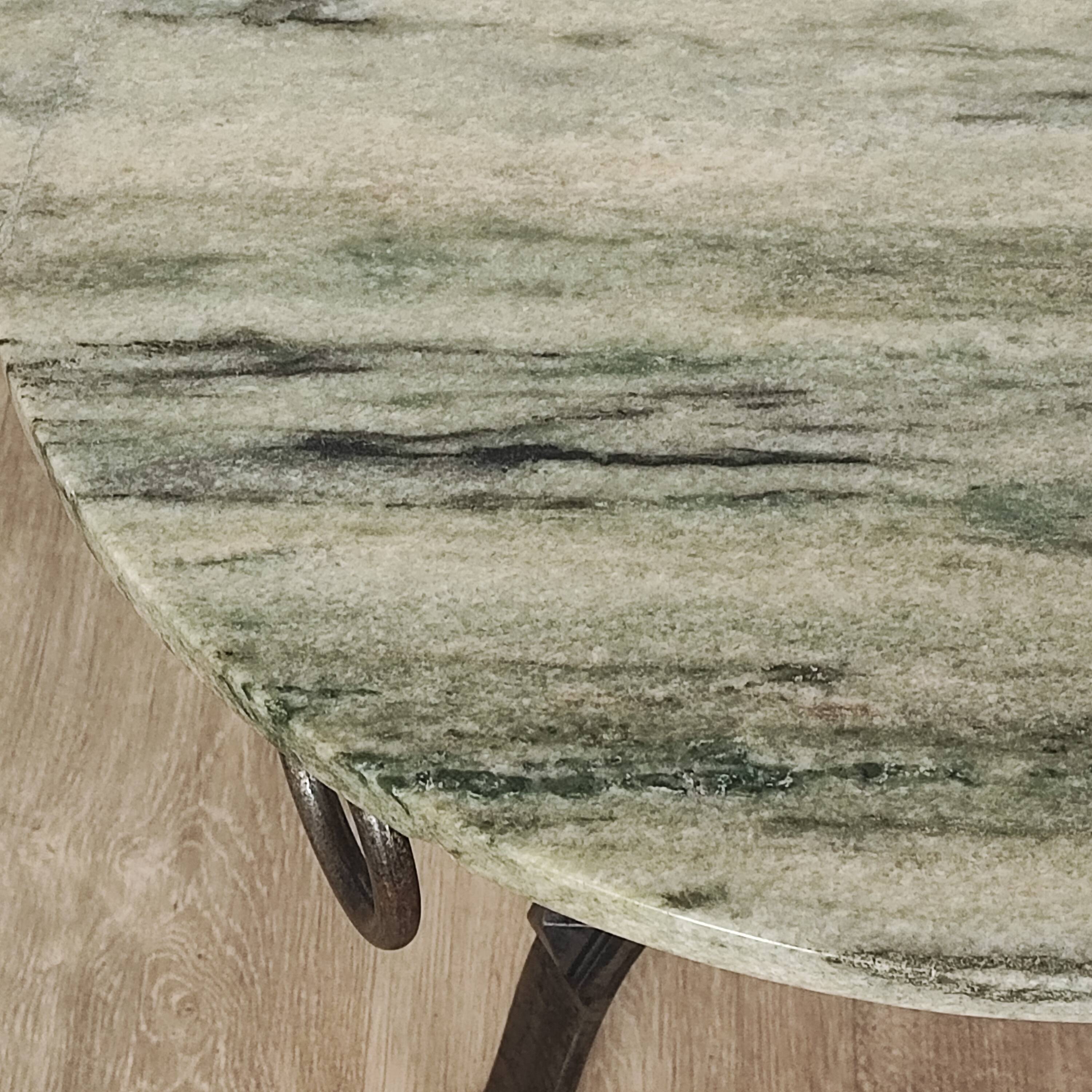 Marble and wrought iron coffee table