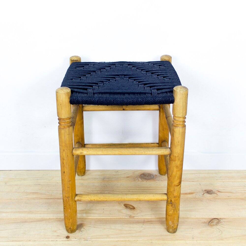 Danish Wood and Rope Stool, 1950s