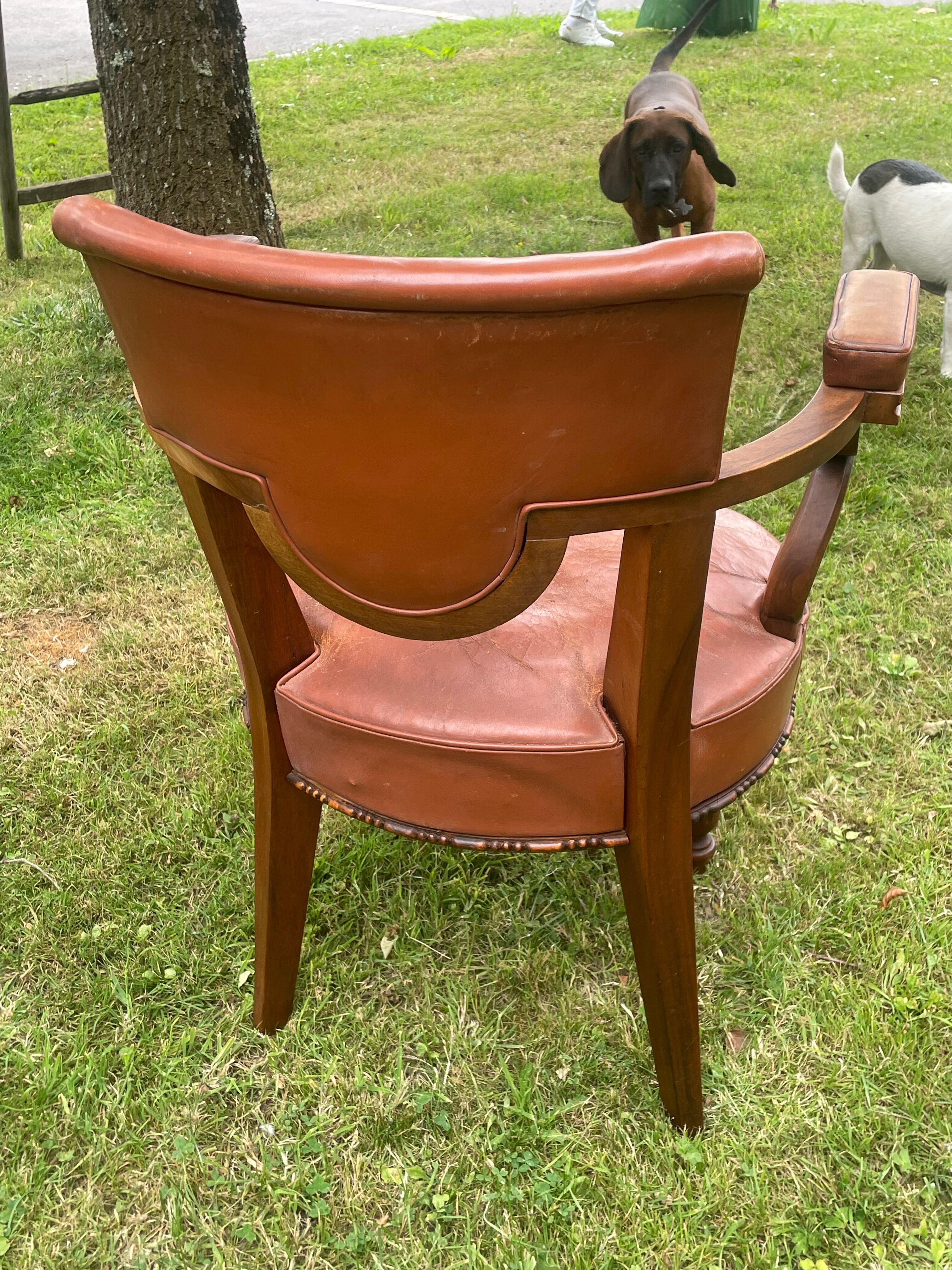 Old leather office chair