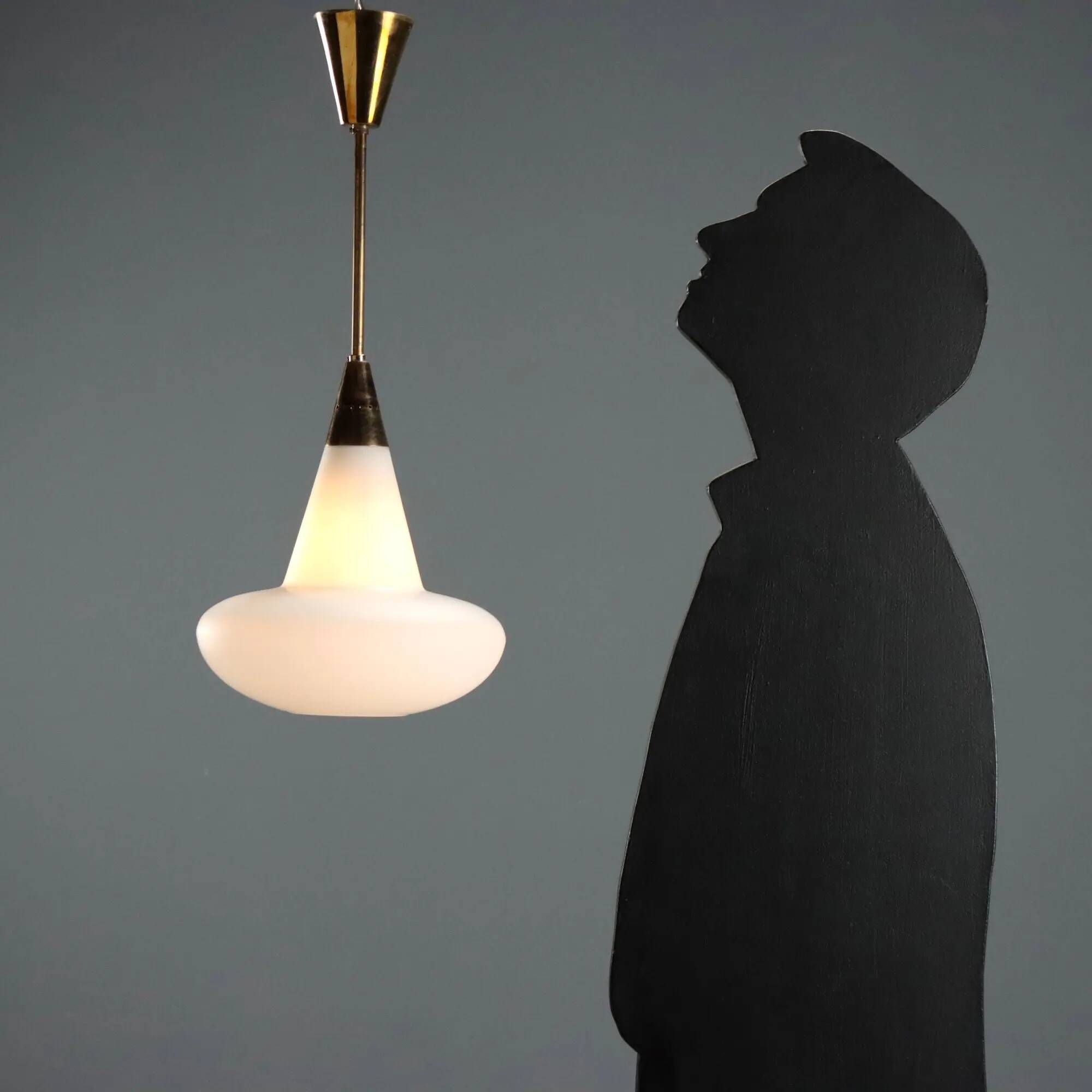 Vintage brass and glass pendant, Italian design, 1960s.