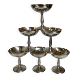 6 footed bowls with silver frieze in metal for ice.