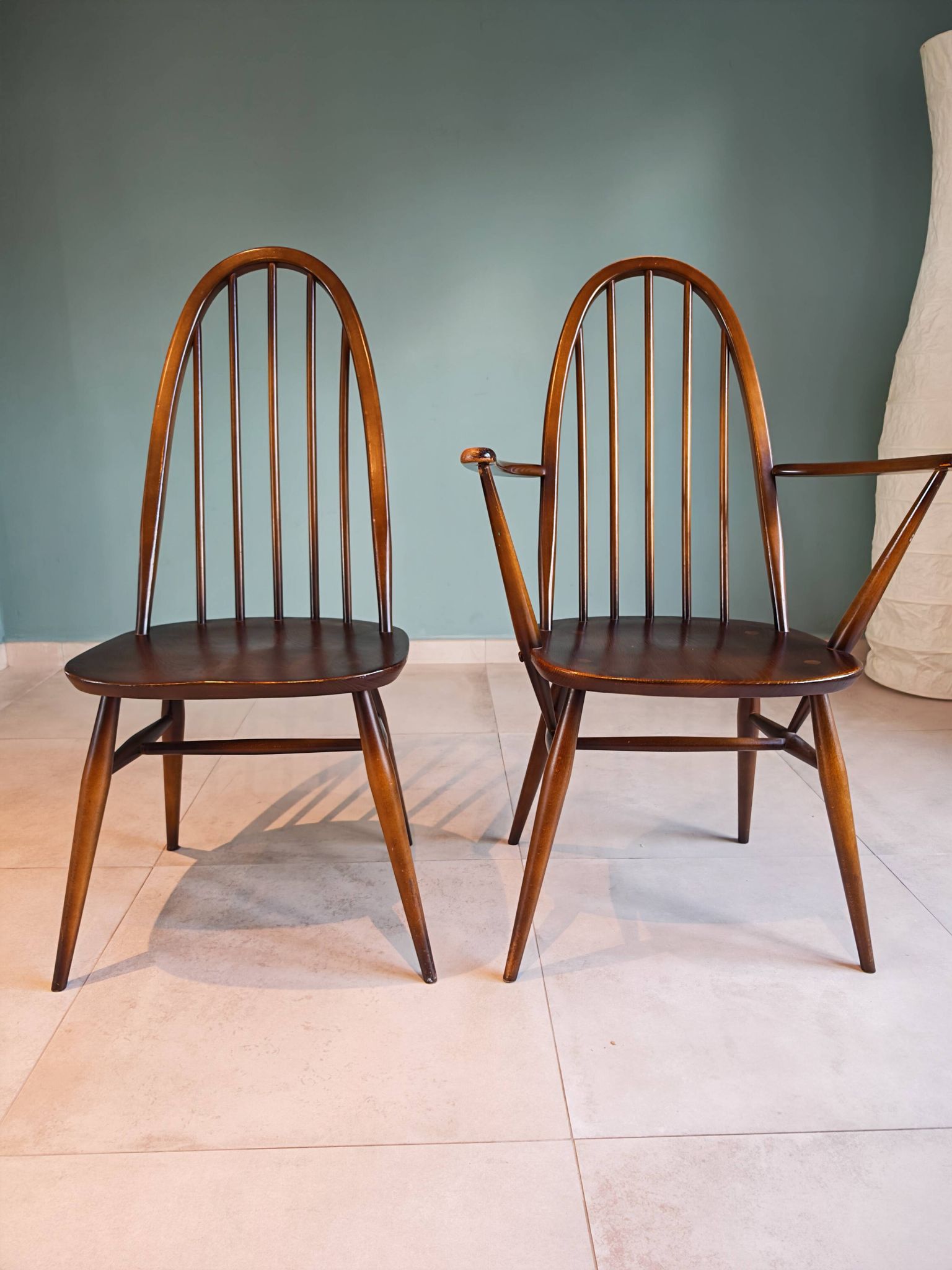 Chair & Armchair Set with Slats 1960 — Attributed to Ercol Goldsmith (St