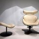 Stokke Varier Tok leather armchair with ottoman by Toshiyuki Kita, 1990