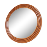 Round mirror in vintage rattan bamboo