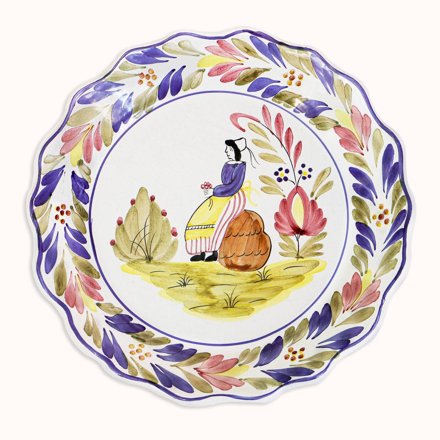 Set of Two Vintage Majolica Plates, Mister and Missus