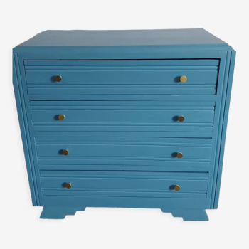 Art deco style chest of drawers repainted in blue