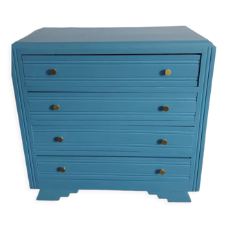 Art deco style chest of drawers repainted in blue