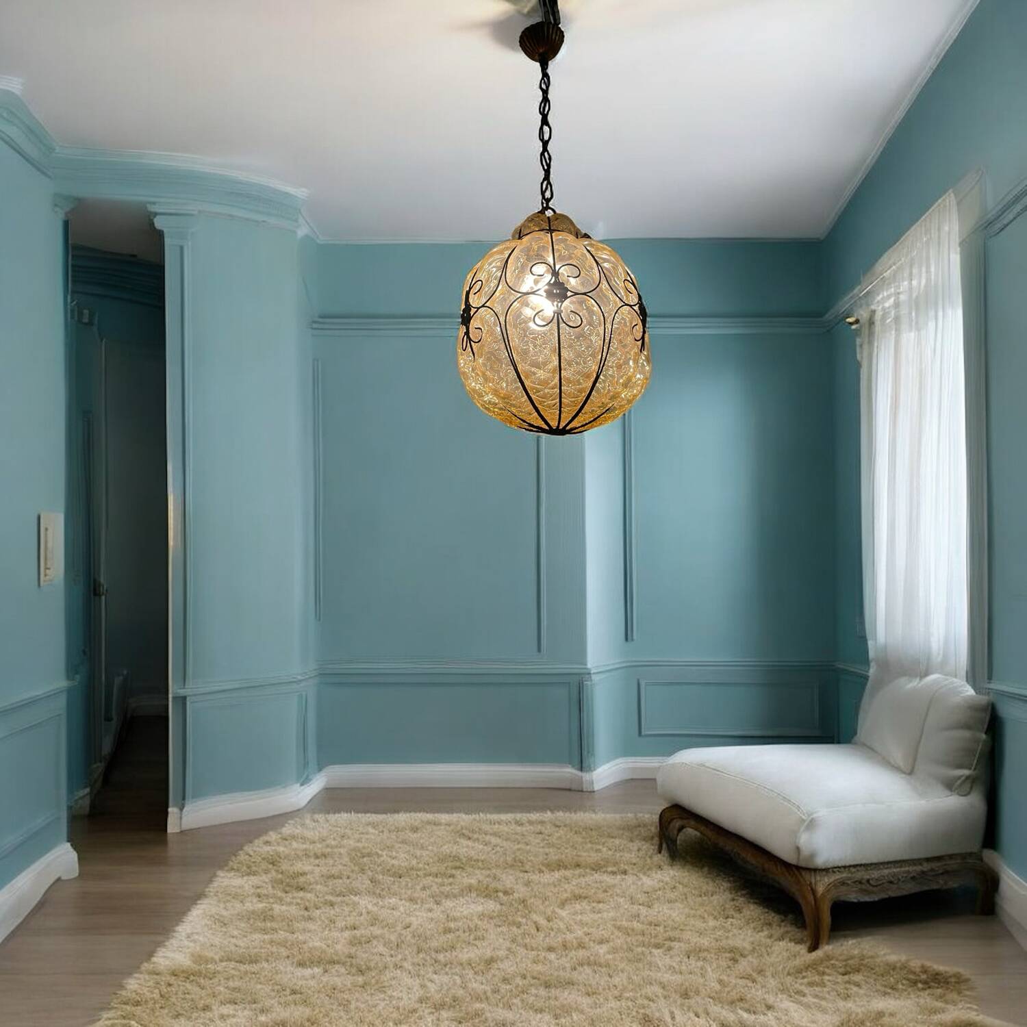 Wrought Murano Glass Light Pendant 1950’s