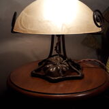 Mushroom lamp wrought iron marbled glass paste