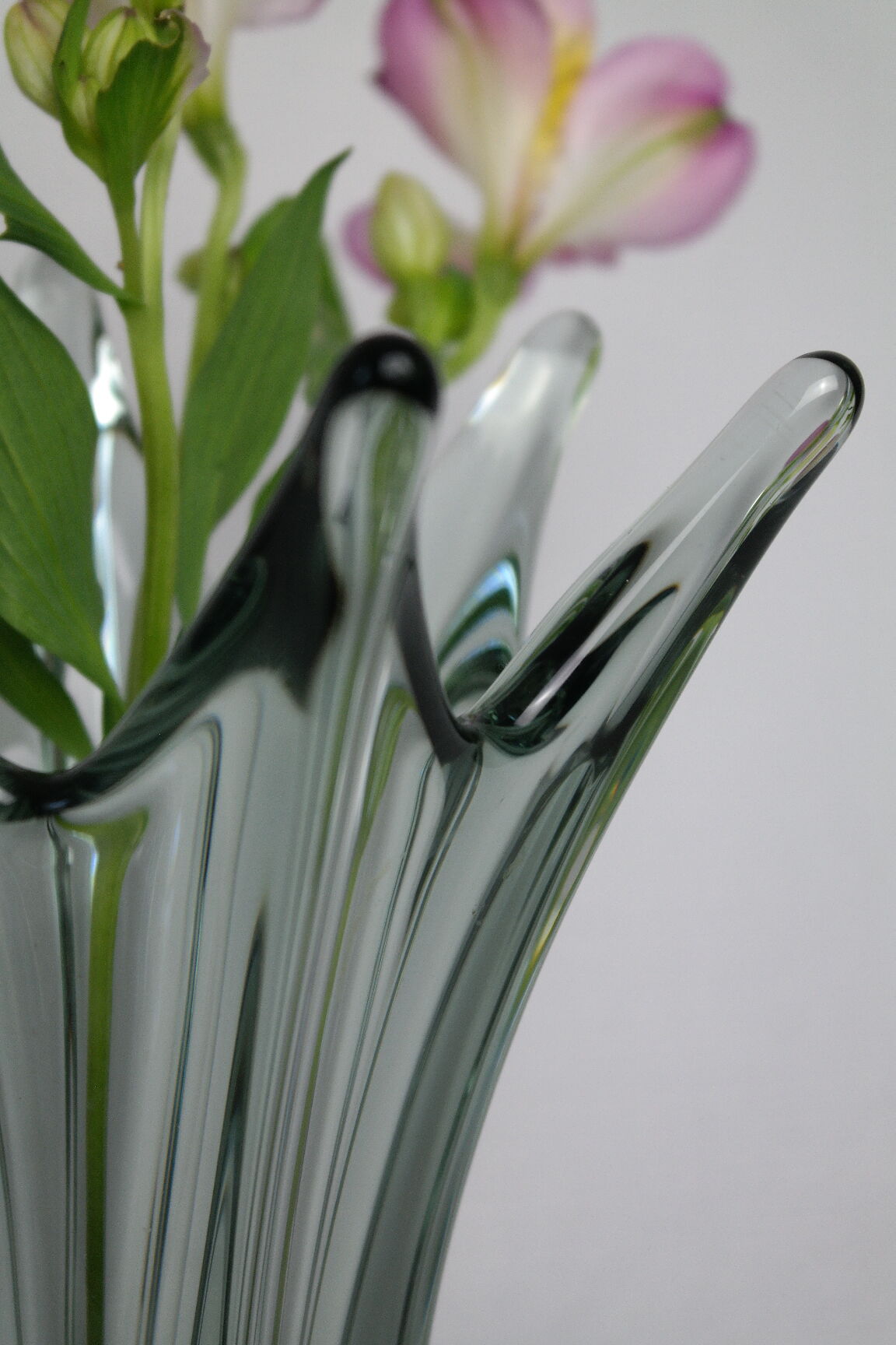 Vintage smoky grey Murano glass vase