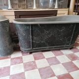 old bathtub with its stove