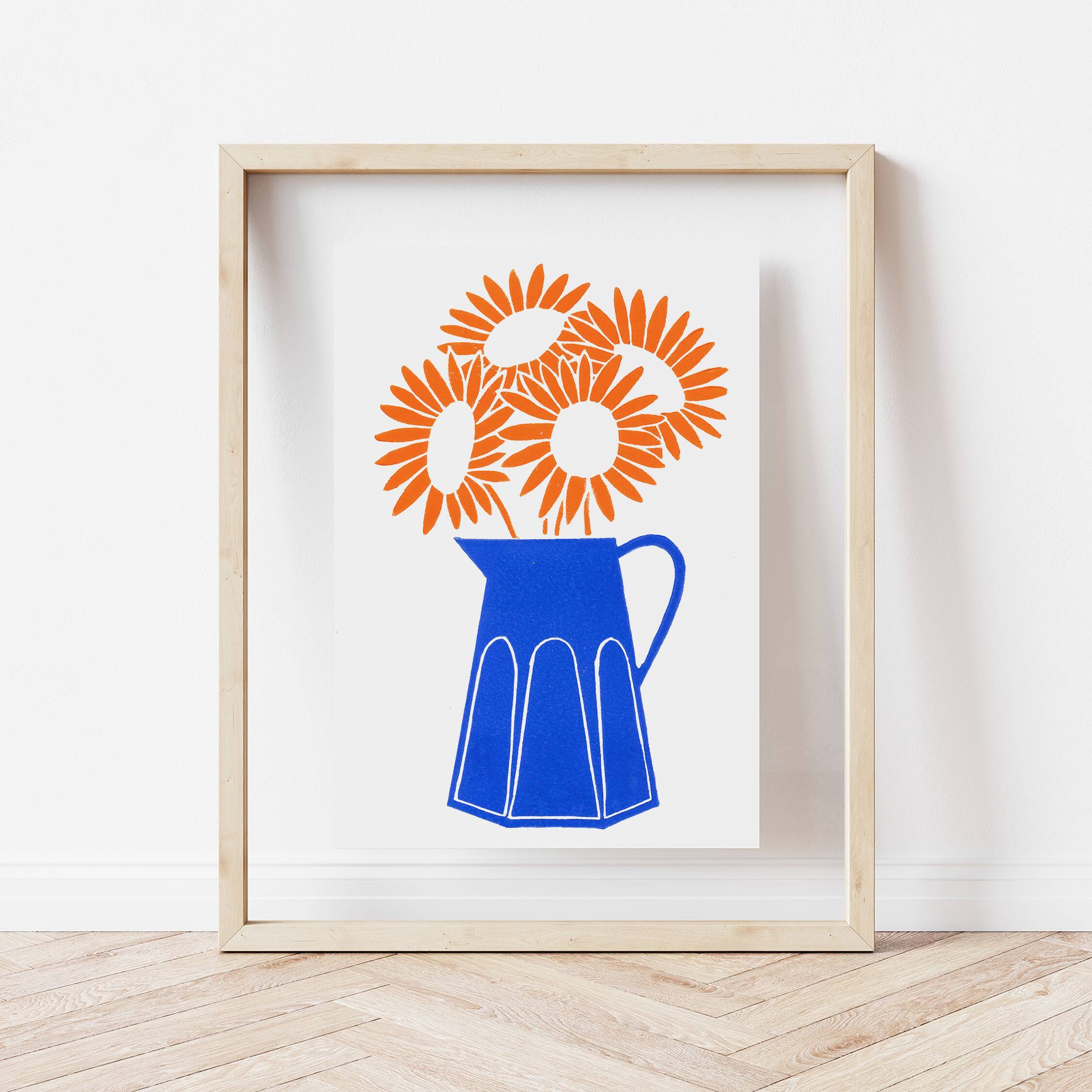 Sunflowers 21 - Linocut