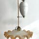 Suspension opaline verre froufrou ocre monte et baisse