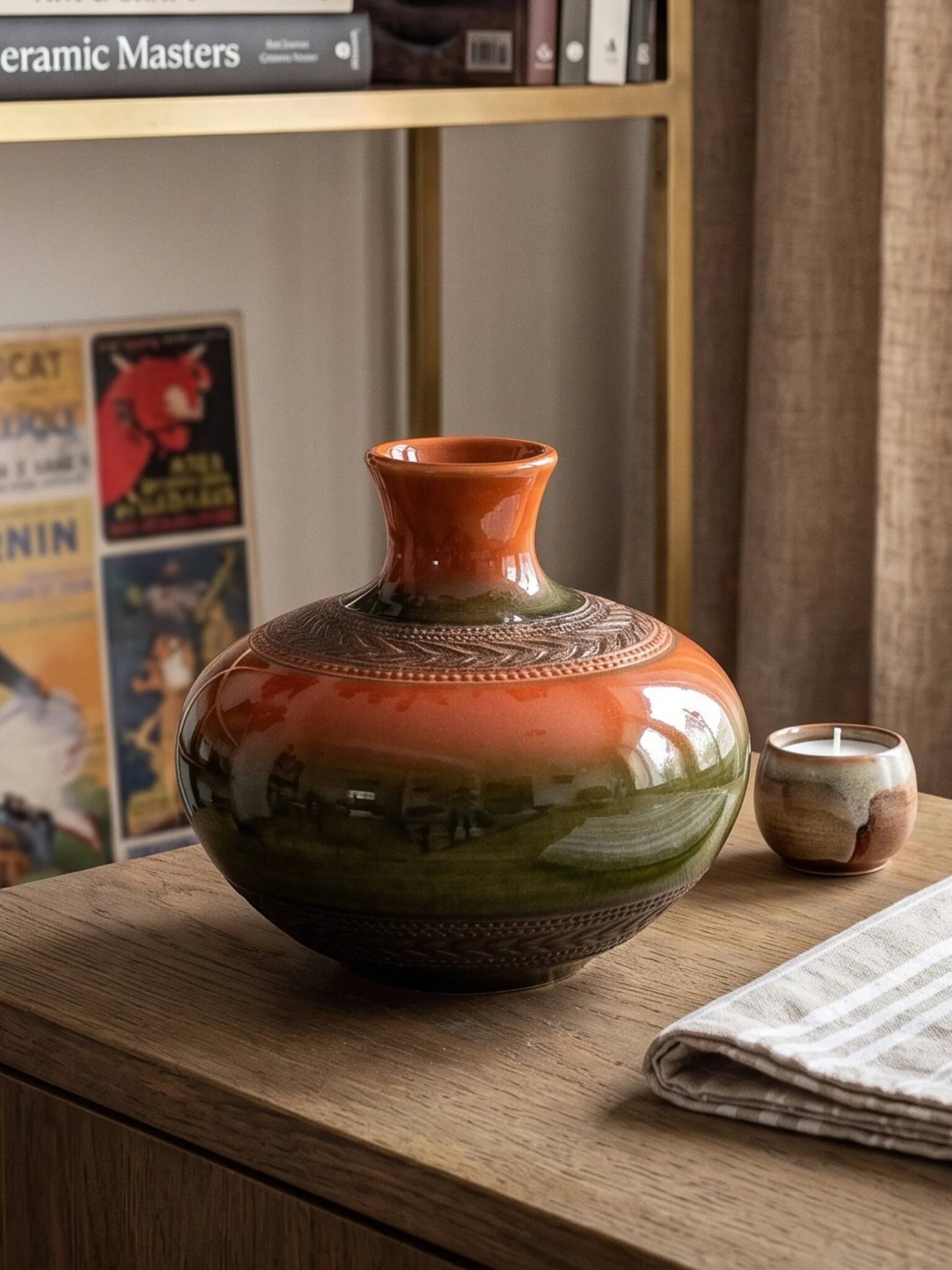 Vase Dümler & Breiden 174/15 West Germany in glazed ceramic – 1960s-70s – Brown and green gradient