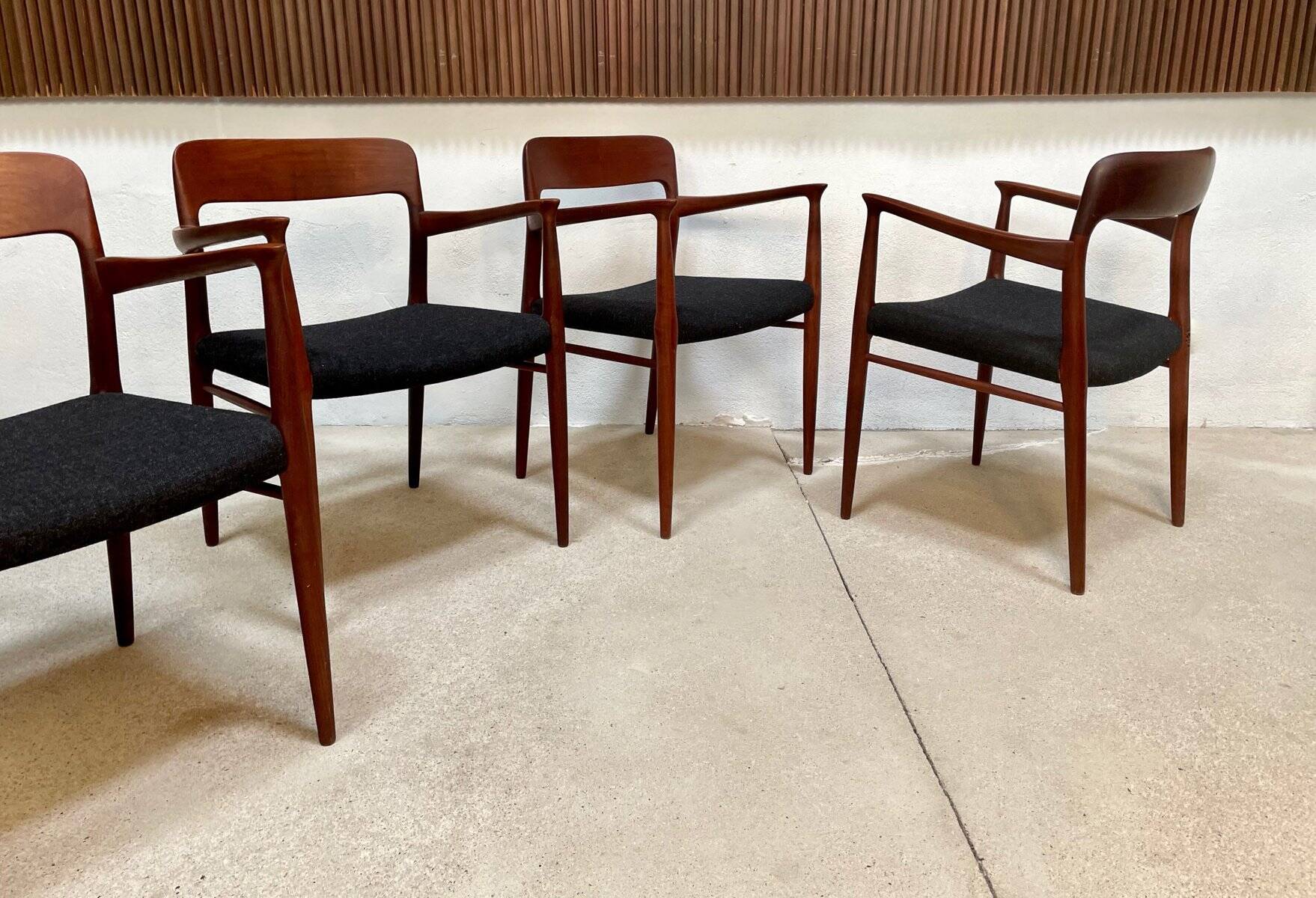 Danish teak model 56 chairs by Niels O. Møller for J.L. Møllers, 1954, set of 4