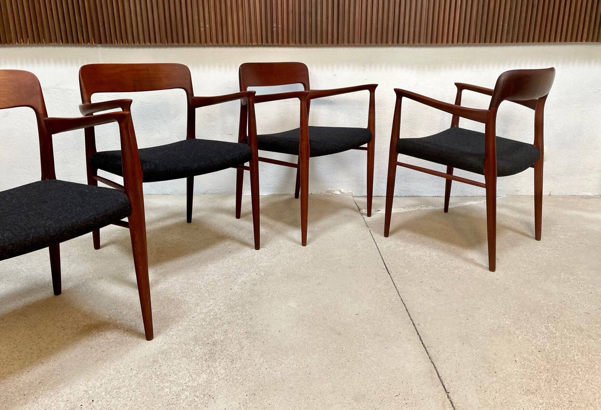 Danish teak model 56 chairs by Niels O. Møller for J.L. Møllers, 1954, set of 4