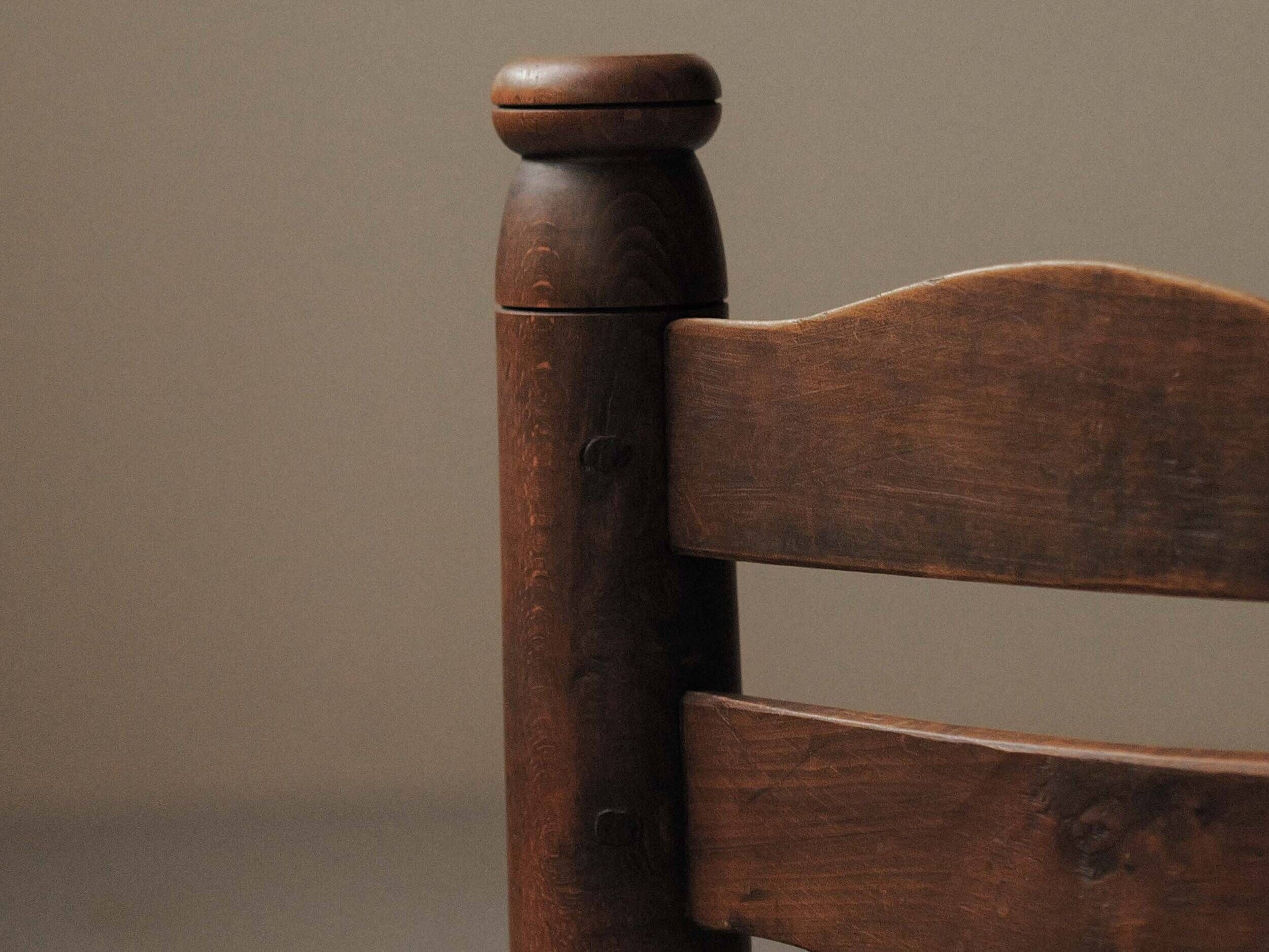 Set of 4 modernist chairs in beech and woven cord, France, circa 1940.