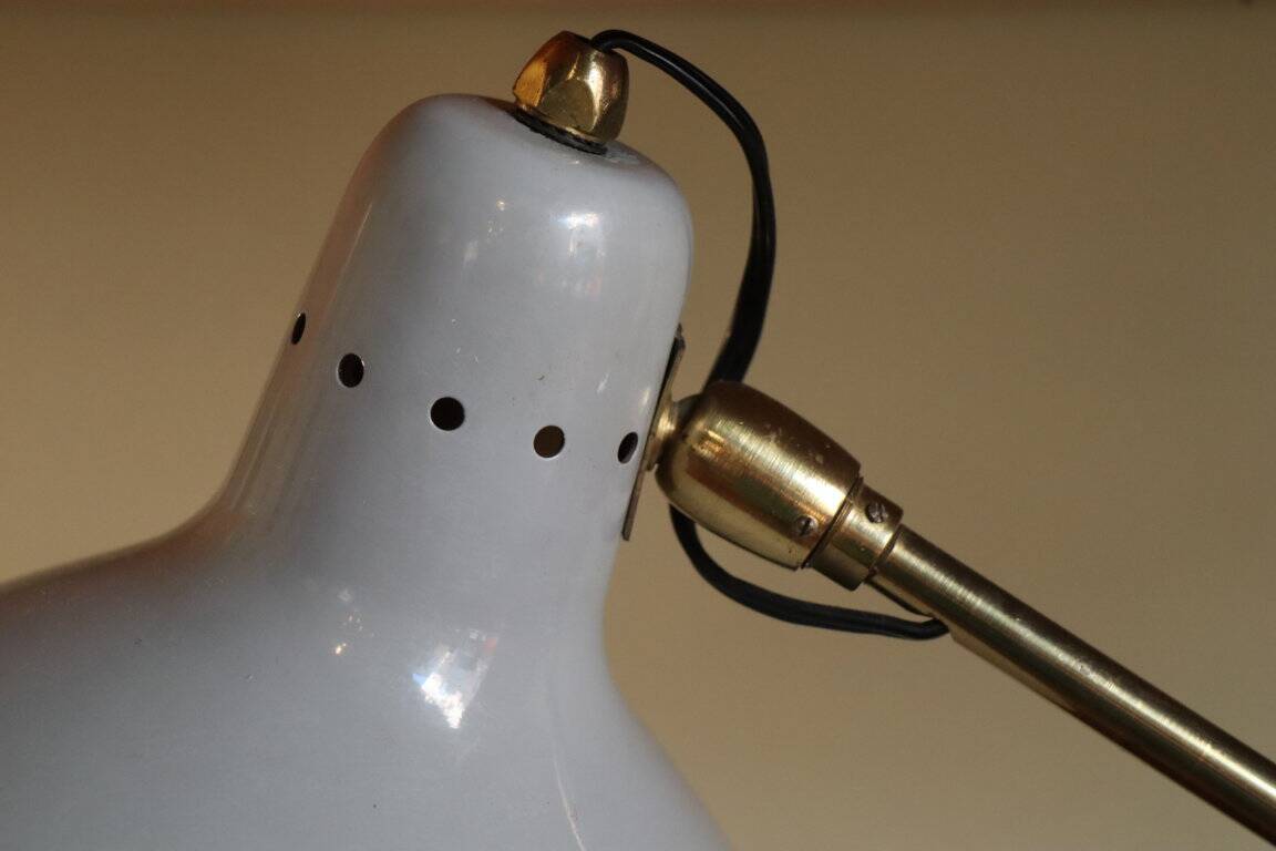 Vintage desk lamp in brass and gray lacquered metal, 1950s