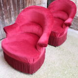 2 red velvet toad armchairs