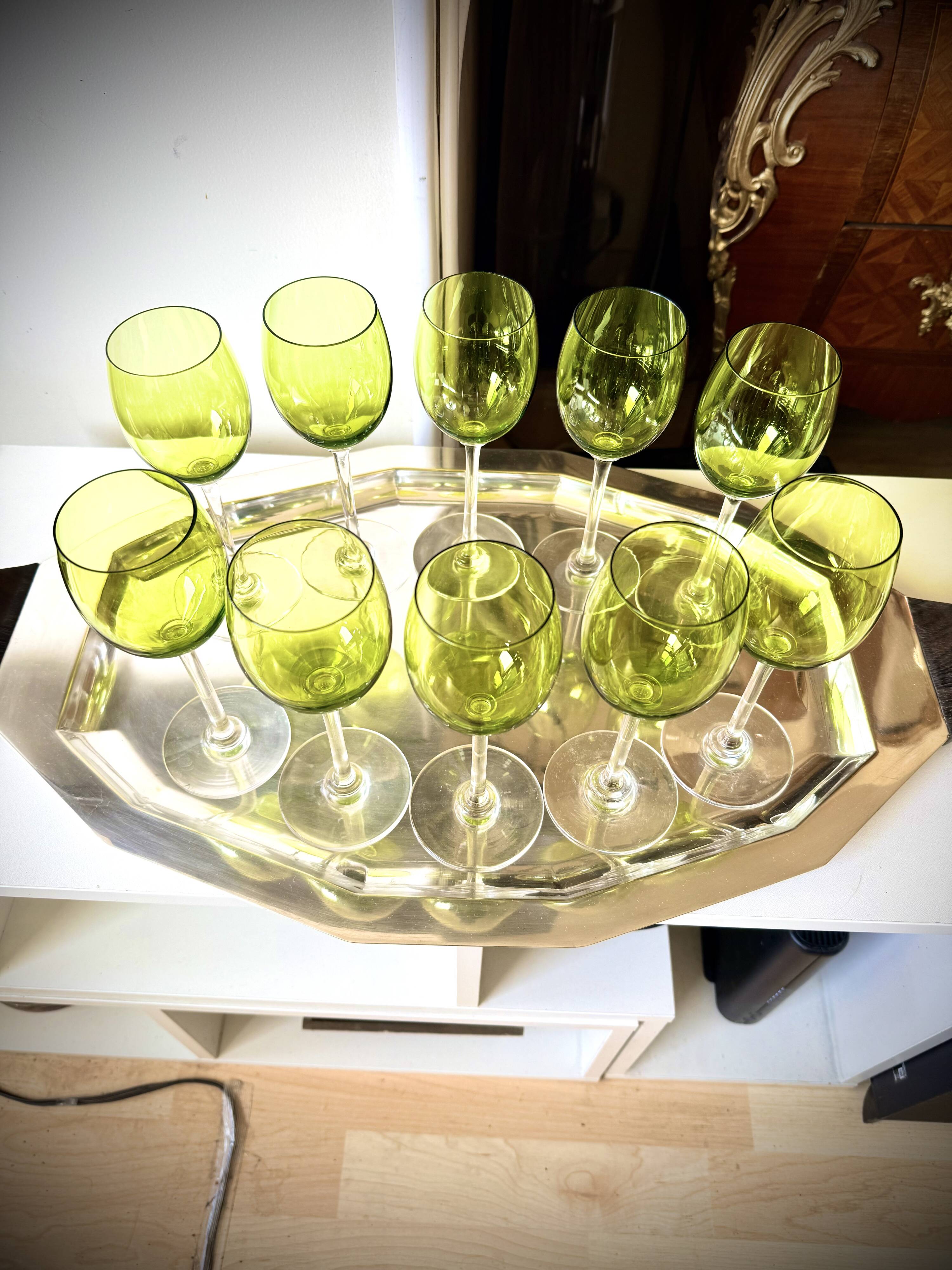 Art Deco crystal wine glass set - 1960s