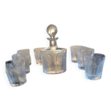 Lalique whisky set comprising its carafe with stopper and 8 "femme a l'antique" glasses